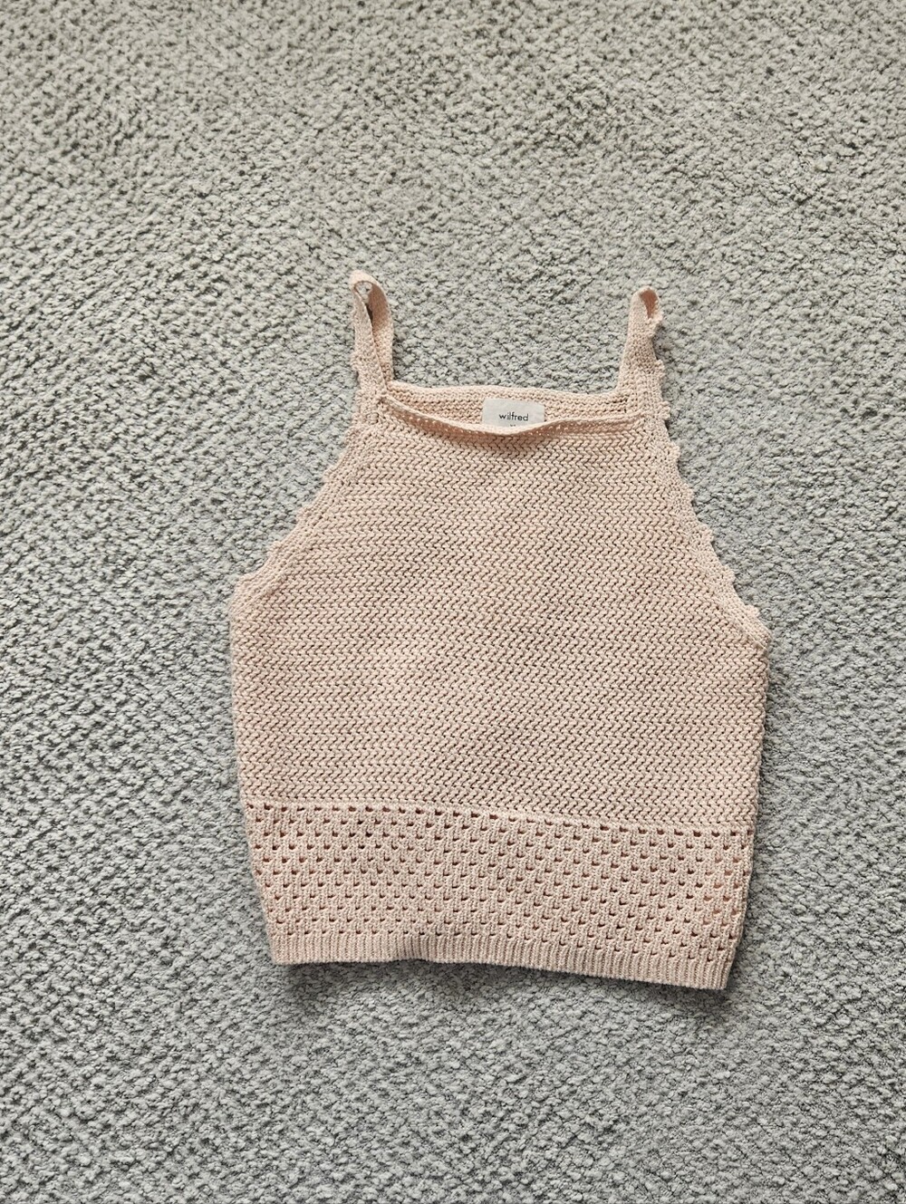 WILFRED Sunset Top Crochet Cotton Soft Seashell Pk XS Aritiza NWT